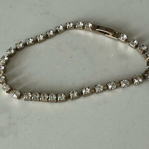 Faux Gold and Rhinestone Tennis Bracelet